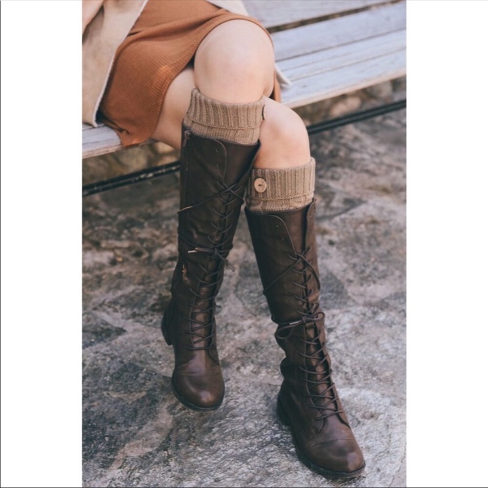 Cable Knit Button Boot Socks